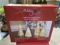 HOLIDAY MERCURY GLASS TREES LED LIGHT CHRISTMAS
