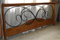WOOD & IRON FOOTBOARD--COULD BE USED FOR HEADBOARD