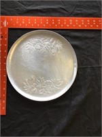 Round aluminum stamped service tray no marks