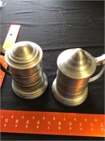 2 cast aluminum stains with lid mark Hong Kong
