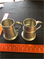 2 made in England Pewter steins