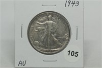 1943 Walking Liberty Half Dollar AU
