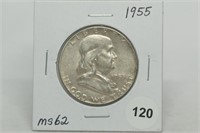 1955 Franklin Half Dollar MS62