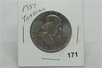 1957 Franklin Half with nice toning