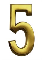 NEW SoftCurve 4" Brass Address Number 5