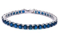 Round Cut 14.50ct Deep Blue Sapphire Bracelet