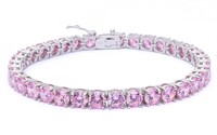 Round Cut 14.50ct Pink Sapphire Bracelet