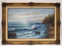 June Nelson Signed Oil Painting Seascape