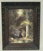 Framed Woods Scenery Oil Painting