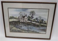 Edward Basker Signed Landscape Watercolor Painting