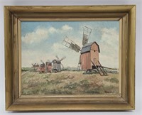 Painting of Windmills on Board