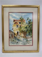 Signed 1965 Watercolor Painting of Building