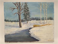 Vintage Winter Scenery Painting Canvas