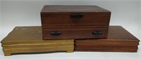 Lot of 3 Vintage Wooden Silverware Boxes