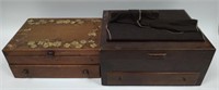 Lot of 2 Vintage Wooden Silverware Boxes