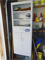 White Metal Cabinet With Content