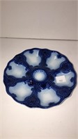 (1) Blue monochromatic Limoges Oyster Plate