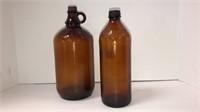 (2) Clorox brown glass bottles