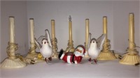 (7) plastic stick candles (2) decorative doves