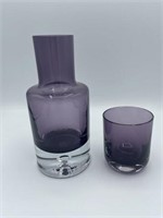 Krosno Purple amethyst glass decanter with cup