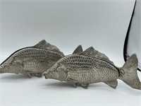 Two silver plated fish napkin holders