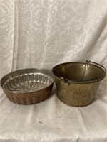 Small Copper Pail and Copper Mold Pan
