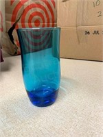 EIGHT BLUE GLASS TUMBLERS