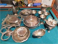 silver plate serving pcs, approx 37 pcs