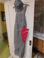 Osh Kosh bib overalls, hat & handkerchief, 34 x