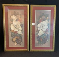 Pair of Floral Pictures 16" x 30.5"