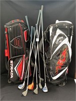 Two Golf Bags and Assorted Clubs