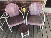 Metal Porch Set, 2 Chairs- 1 chair broken , Glider