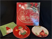 Crystal Christmas Plate w/ Cookie Plates