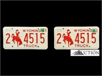 (2) 1988 Wyoming WY Truck License Plates