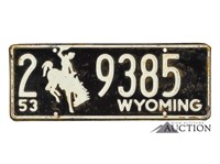 1953 Wyoming WY License Plate