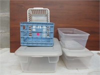 5 Plastic Storage Crates / Totes