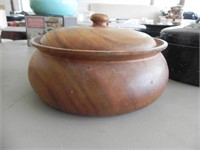 Vintage Wood Dish/Bowl w/Lid, approx. 9" in dia