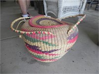 Vintage Woven Basket w/Lid, approx. 11" tall & 16"
