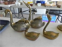 Vintage Brass Geese - lot of 4