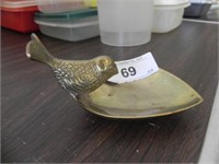 Vintage Brass Dish w/Bird