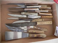 Flat of Vintage Wood Handled Knives