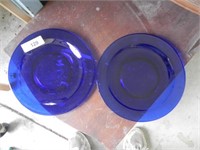Colbt Blue Glass Plates - lot of 2