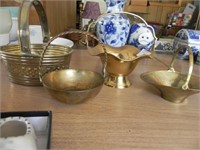 Vintage Brass Baskets - lot of 4