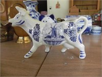 Decorative Blue Floral Cow Creamer