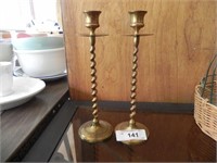 Vintage Brass Twisted Candle Sticks