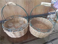 2 Vintage Baskets, 1 w/Glasses