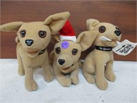 3 Taco Bell Plush Dogs - NEW