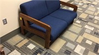 LOVE SEAT WITH WOOD ARMS