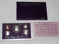 1993 (S) 5 pc. Proof coin set w/orig. case