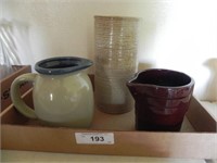 2 Vintage Crock Pitchers & Vase